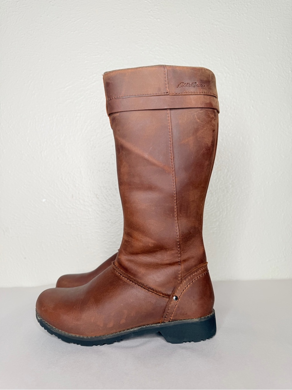 Eddie Bauer Trace brown leather tall waterproof boot
